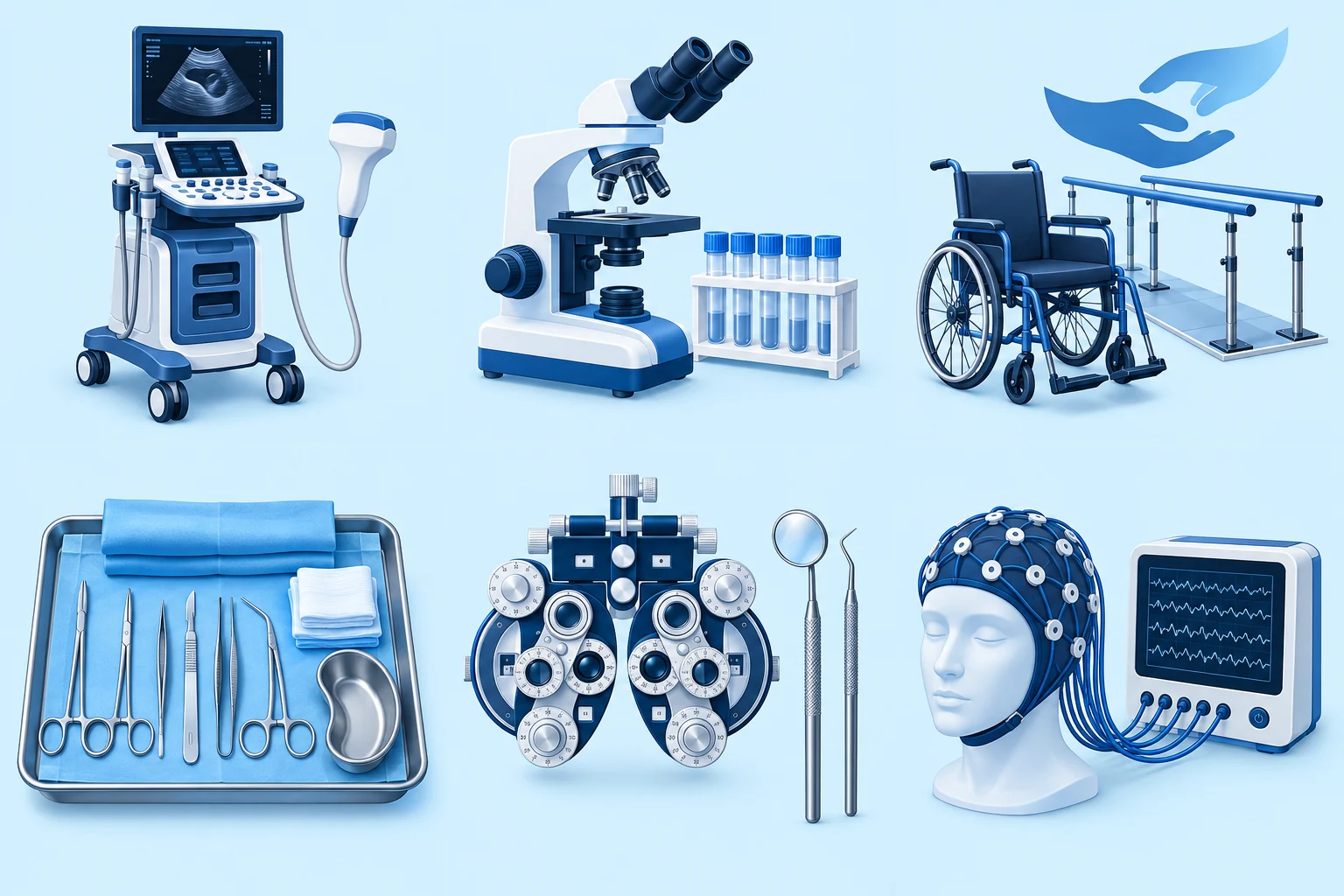 Illustrated allied-health tools and equipment